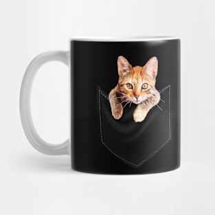 Funny Cute Ginger Cat Inside Pocket, Cat Lover Mug